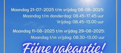 Openingstijden tijdens zomervakantie
