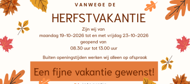 Openingstijden tijdens Herfstvakantie